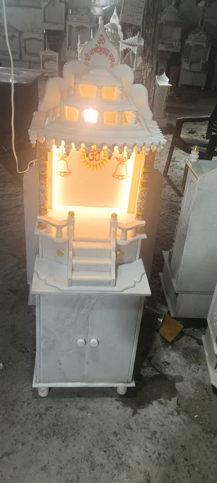 Classic LED Mandir with Cabinet